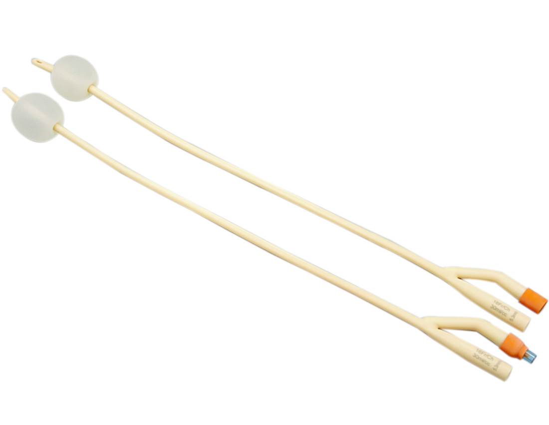 Disposable latex catheter double lumen